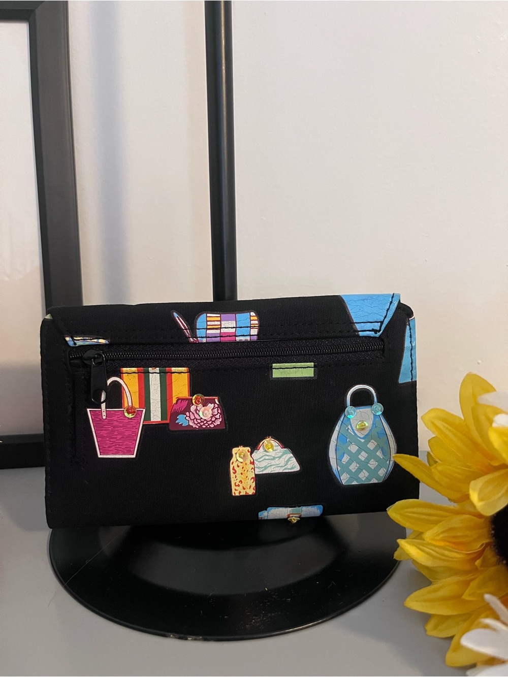 Handbag Print Rhinestone Organizer Wallet Clutch - Picture 3 of 3